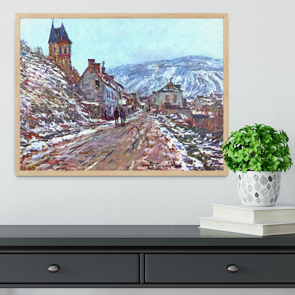 Road to Vetheuil in winter by Monet Framed Print - Canvas Art Rocks - 4