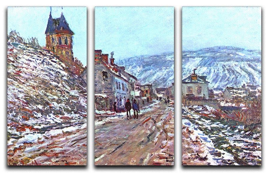 Road to Vetheuil in winter by Monet Split Panel Canvas Print - Canvas Art Rocks - 4