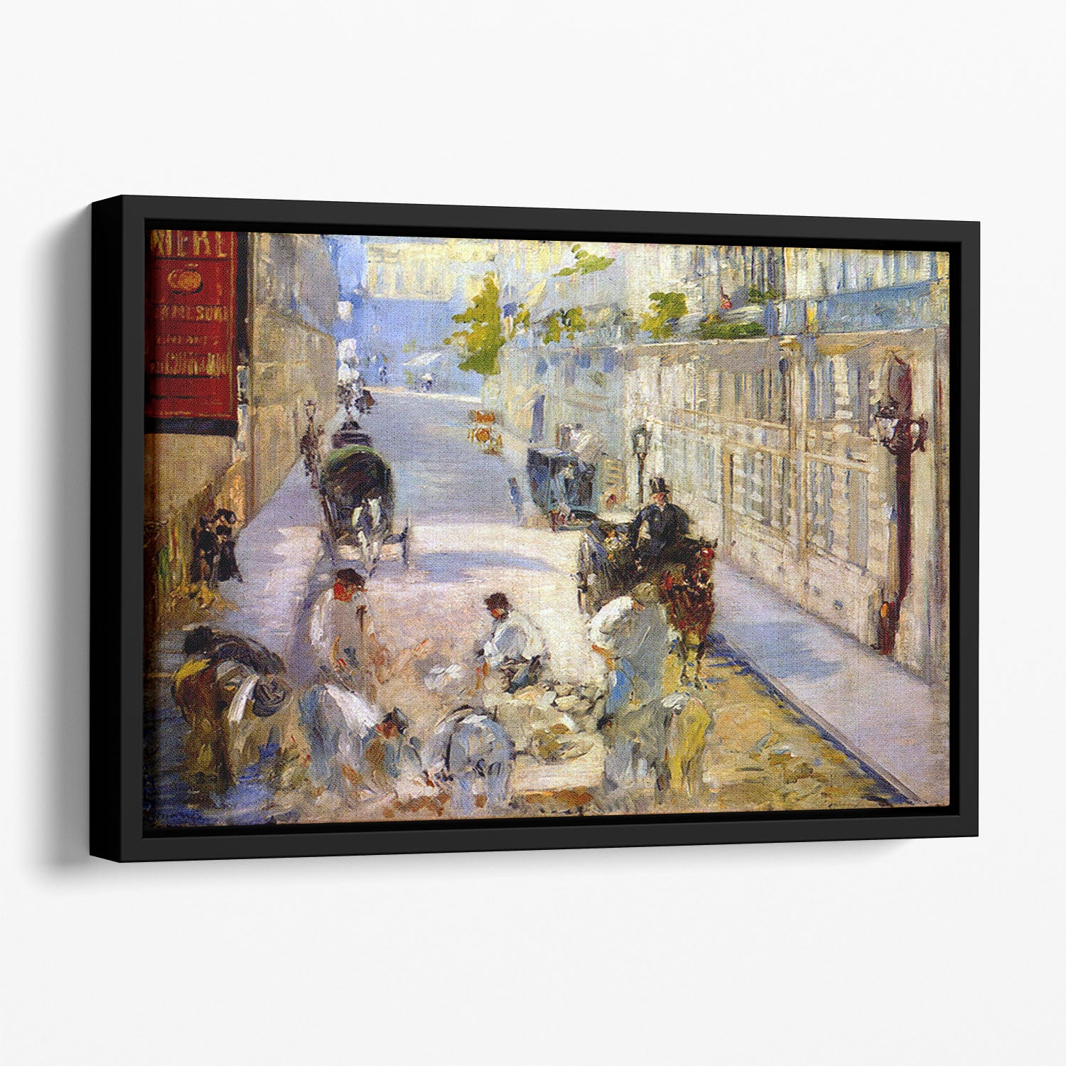 Road workers rue de Berne by Manet Floating Framed Canvas