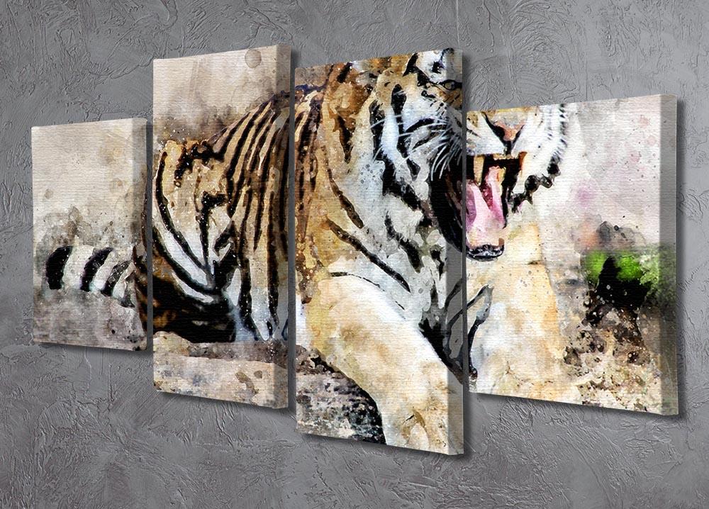 Roaring Tiger 4 Split Panel Canvas - Canvas Art Rocks - 2