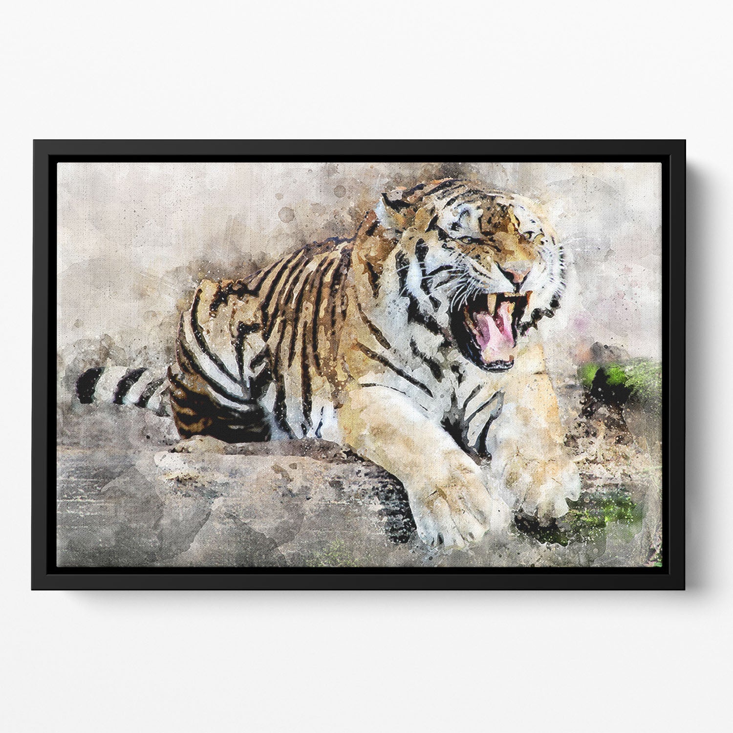 Roaring Tiger Floating Framed Canvas