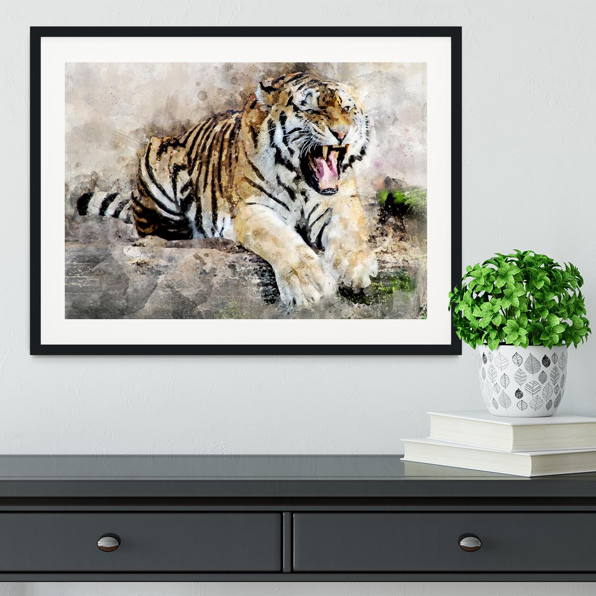 Roaring Tiger Framed Print - Canvas Art Rocks - 1