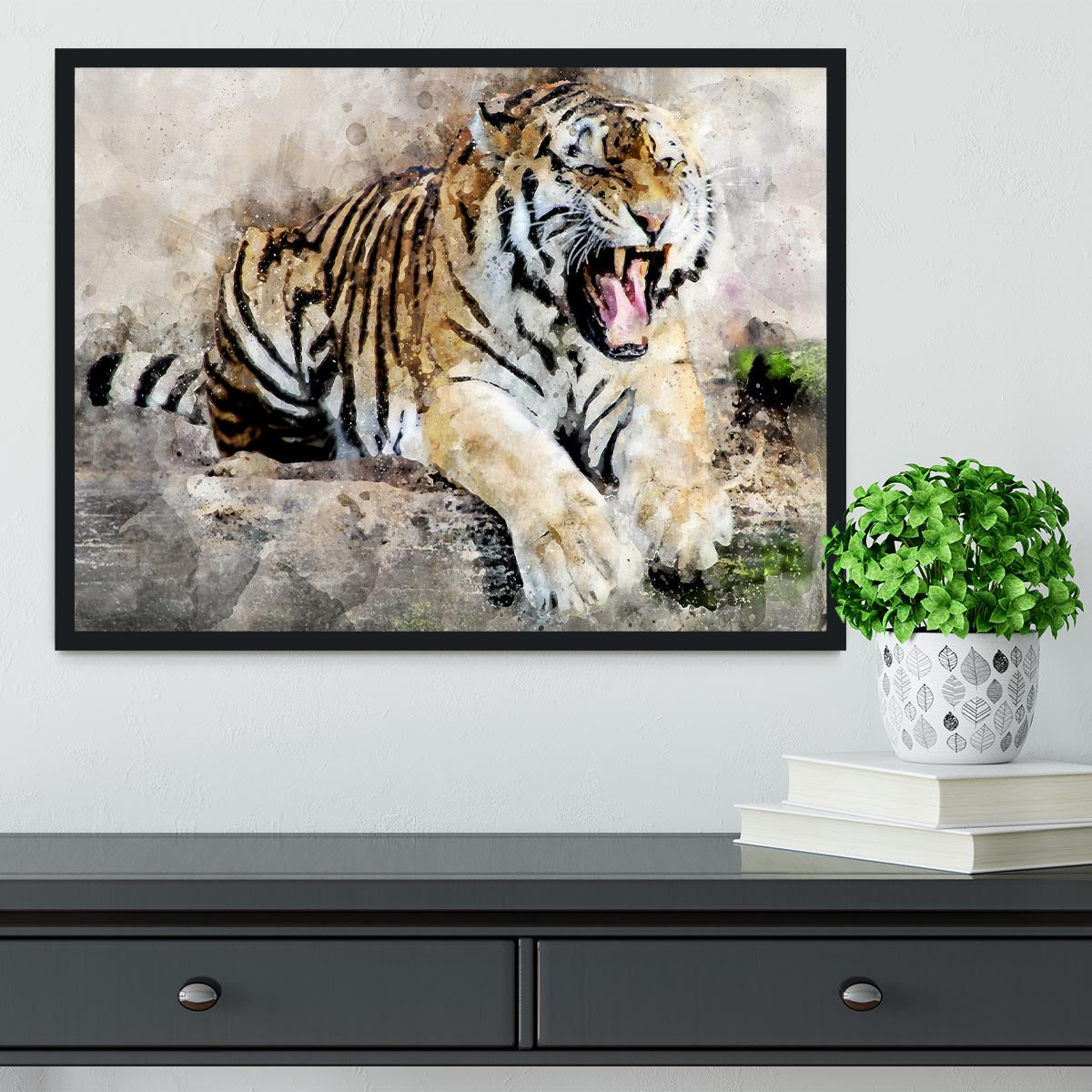 Roaring Tiger Framed Print - Canvas Art Rocks - 2