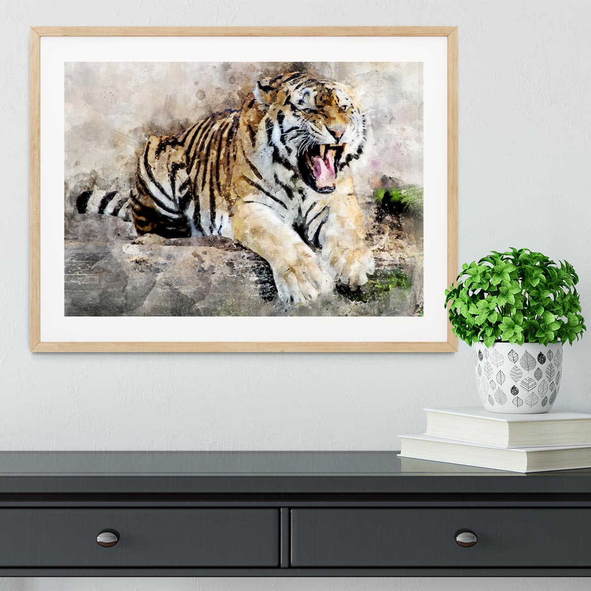 Roaring Tiger Framed Print - Canvas Art Rocks - 3