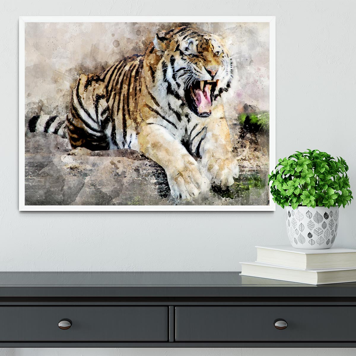 Roaring Tiger Framed Print - Canvas Art Rocks -6