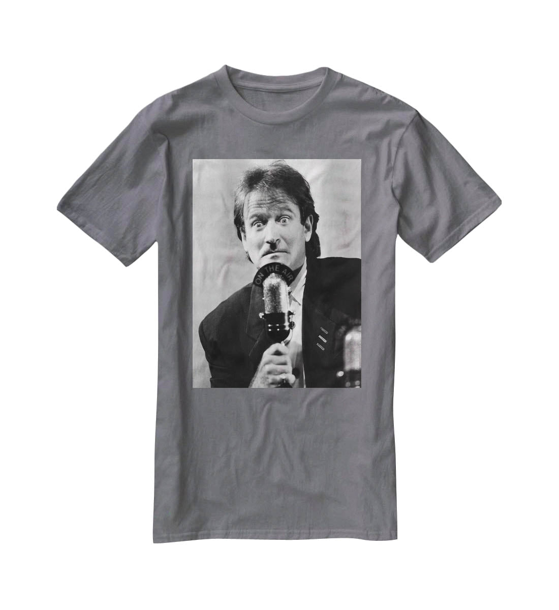 Robin Williams at the microphone T-Shirt - Canvas Art Rocks - 3