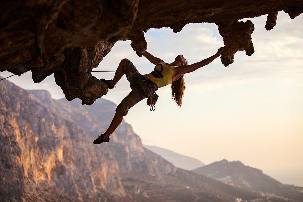 Rock climber at sunset Wall Mural Wallpaper - Canvas Art Rocks - 1