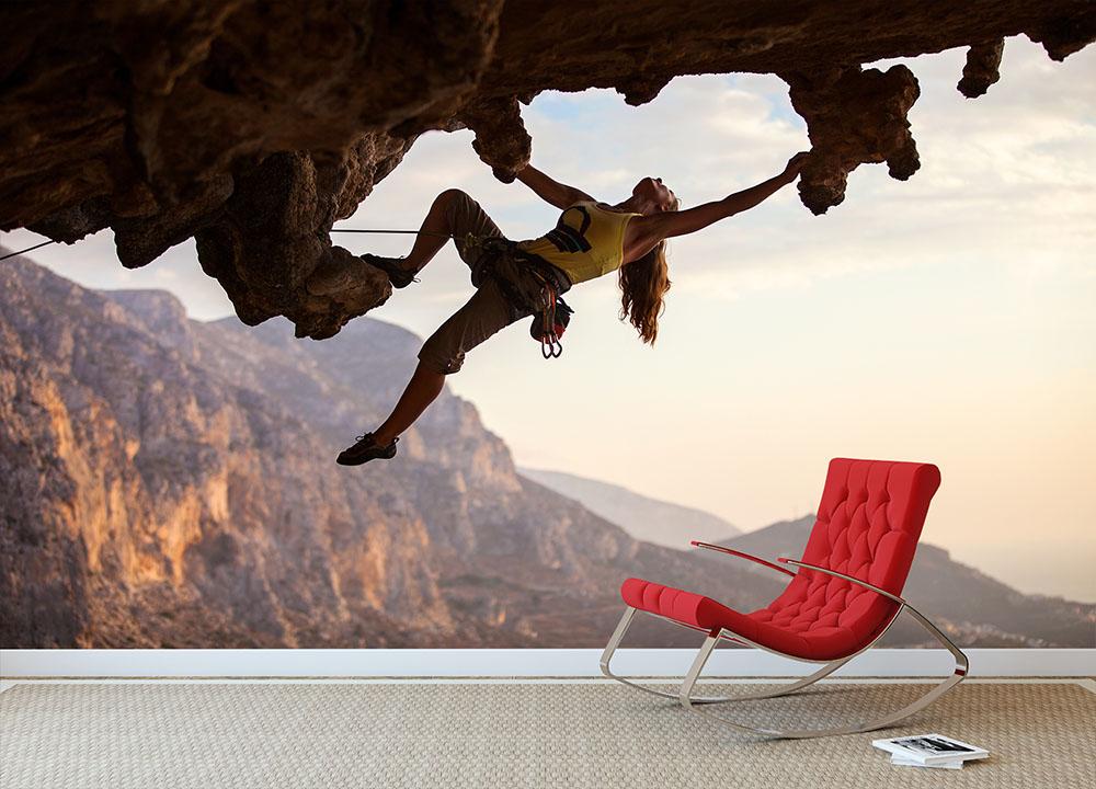 Rock climber at sunset Wall Mural Wallpaper - Canvas Art Rocks - 2