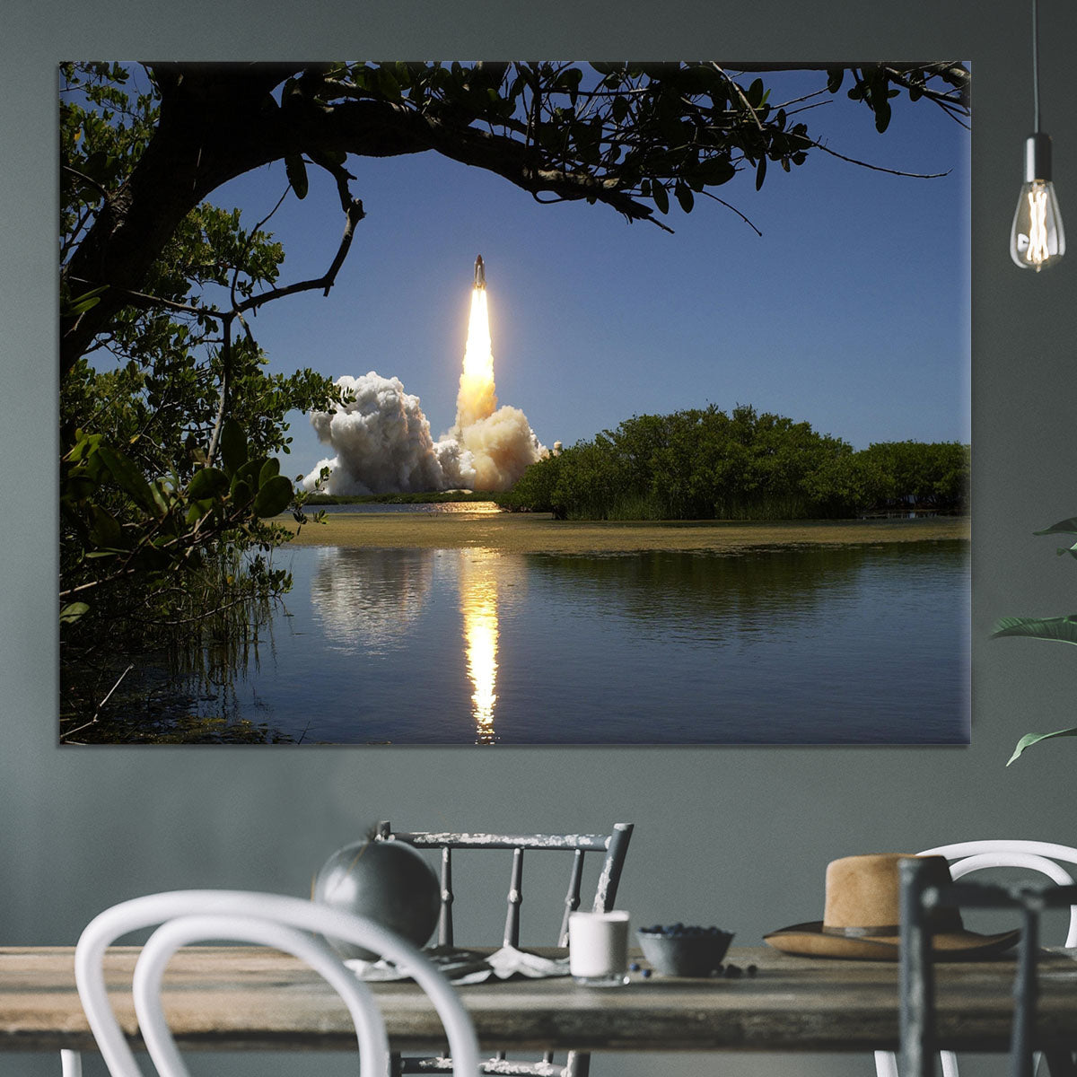 Rocket Over Lake Canvas Print or Poster - Canvas Art Rocks - 3