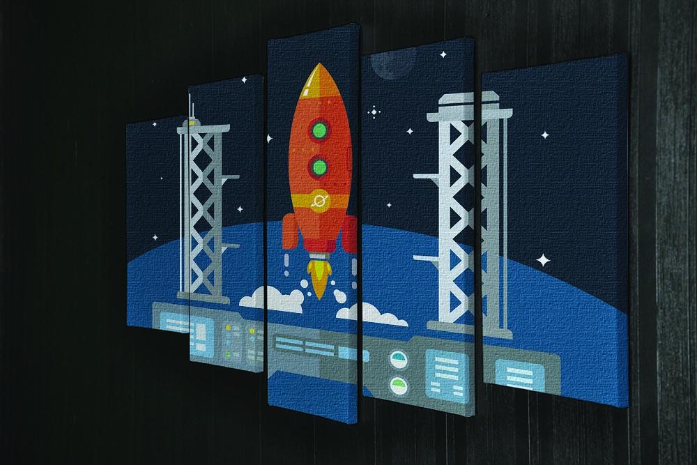 Rocket Startup Flat Desing Concept 5 Split Panel Canvas - Canvas Art Rocks - 2