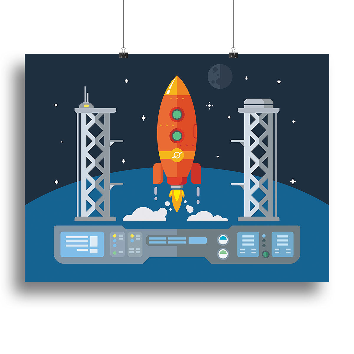 Rocket Startup Flat Desing Concept Canvas Print or Poster - Canvas Art Rocks - 2