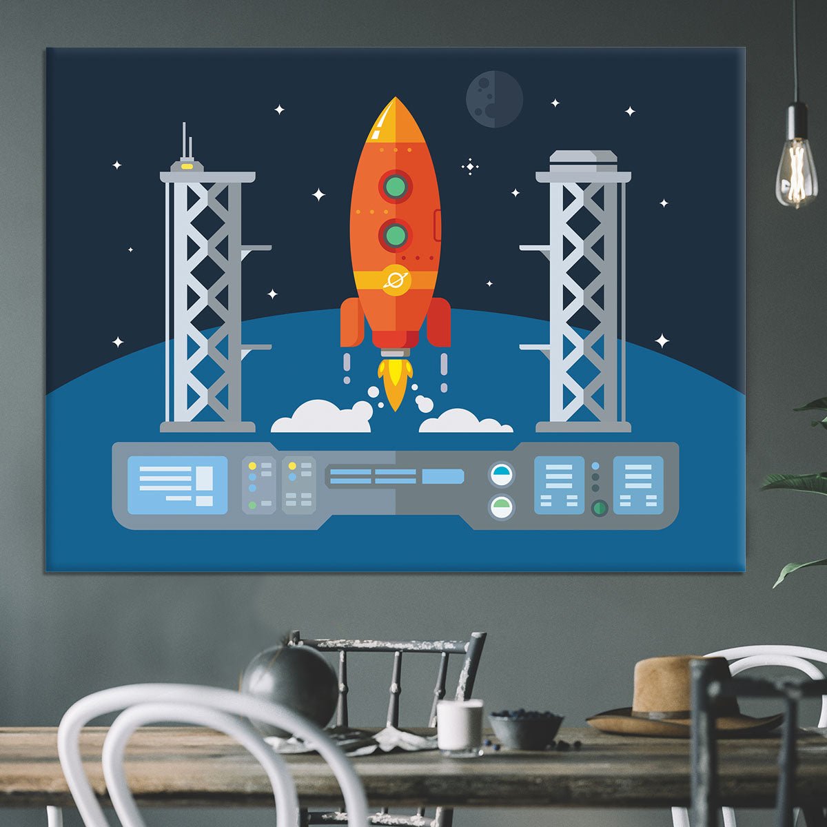 Rocket Startup Flat Desing Concept Canvas Print or Poster - Canvas Art Rocks - 3