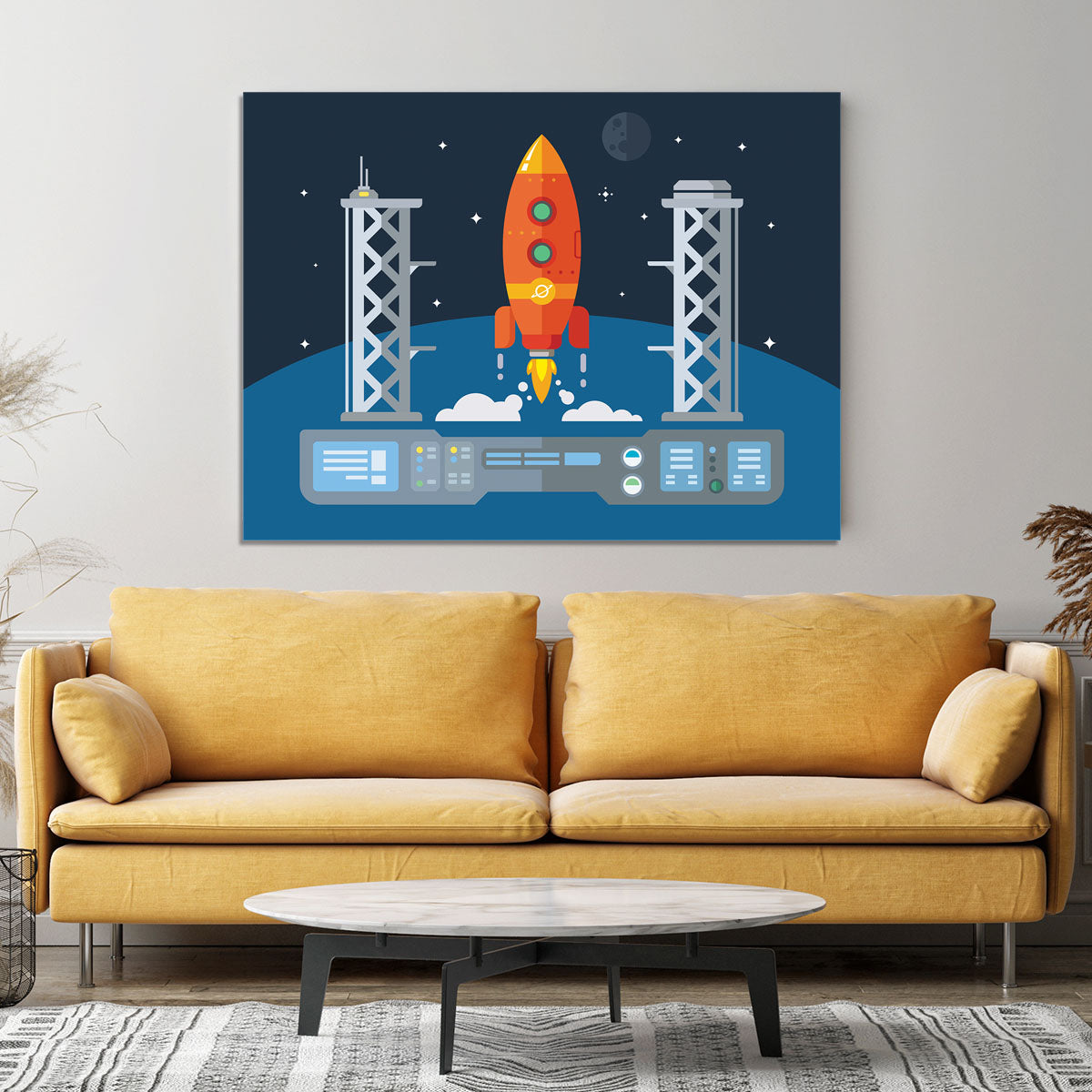 Rocket Startup Flat Desing Concept Canvas Print or Poster - Canvas Art Rocks - 4