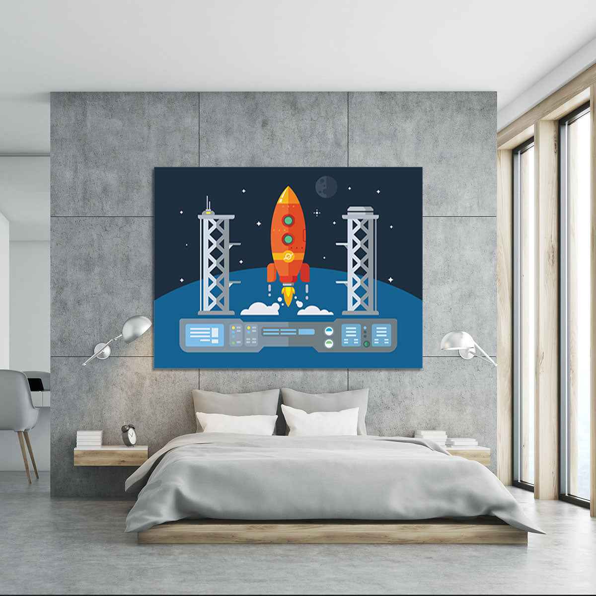 Rocket Startup Flat Desing Concept Canvas Print or Poster - Canvas Art Rocks - 5
