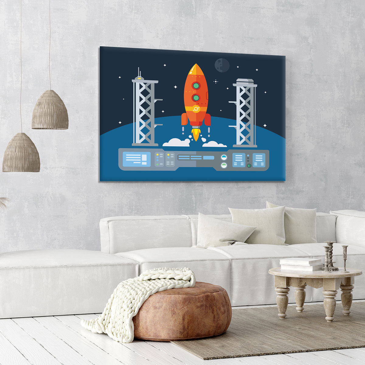 Rocket Startup Flat Desing Concept Canvas Print or Poster - Canvas Art Rocks - 6