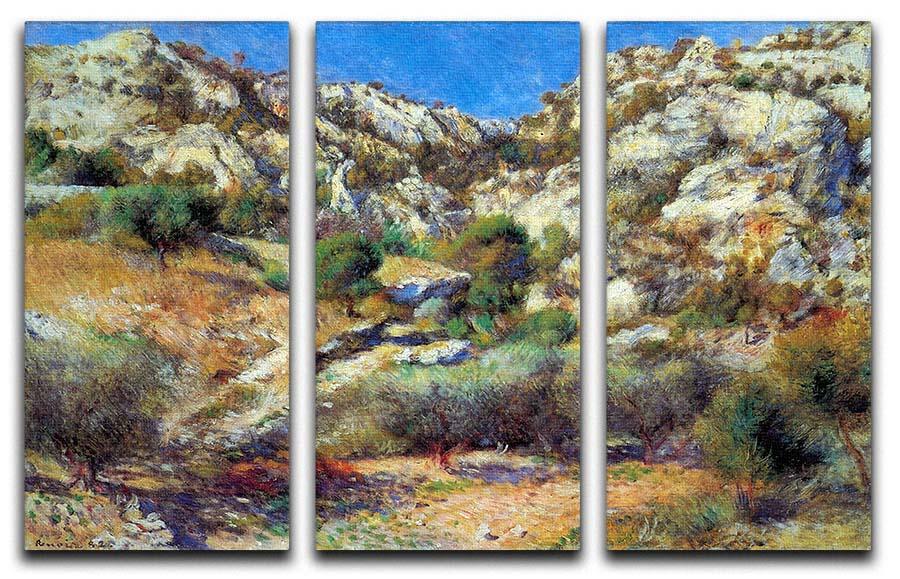 Rocks at LEstage by Renoir 3 Split Panel Canvas Print - Canvas Art Rocks - 1