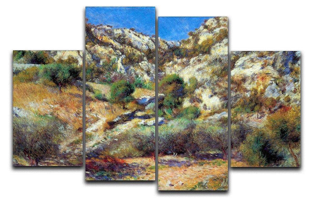 Rocks at LEstage by Renoir 4 Split Panel Canvas  - Canvas Art Rocks - 1