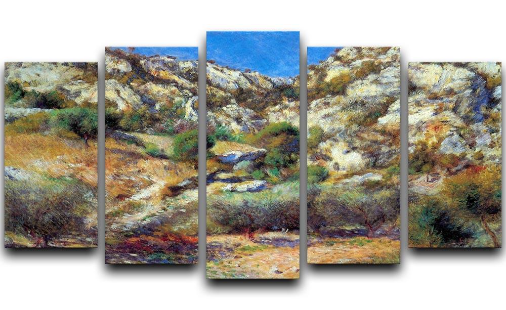 Rocks at LEstage by Renoir 5 Split Panel Canvas  - Canvas Art Rocks - 1