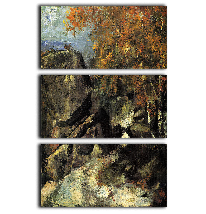 Rocks in Fountanbleu Forest by Cezanne 3 Split Panel Canvas Print - Canvas Art Rocks - 1