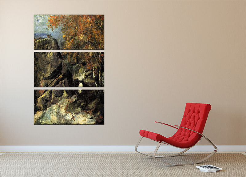 Rocks in Fountanbleu Forest by Cezanne 3 Split Panel Canvas Print - Canvas Art Rocks - 2