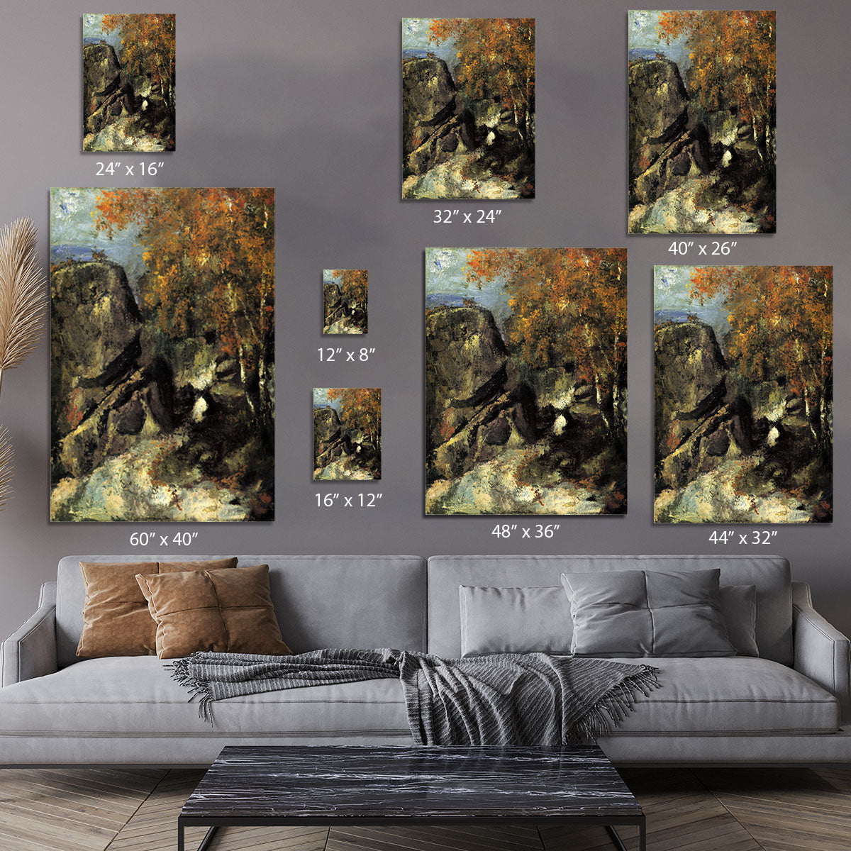 Rocks in Fountanbleu Forest by Cezanne Canvas Print or Poster - Canvas Art Rocks - 7