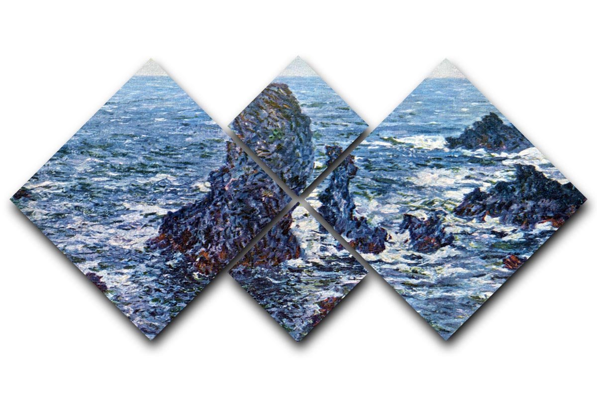 Rocks on Belle Ile The needles of Port Coton by Monet 4 Square Multi Panel Canvas  - Canvas Art Rocks - 1