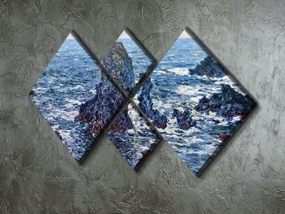 Rocks on Belle Ile The needles of Port Coton by Monet 4 Square Multi Panel Canvas - Canvas Art Rocks - 2