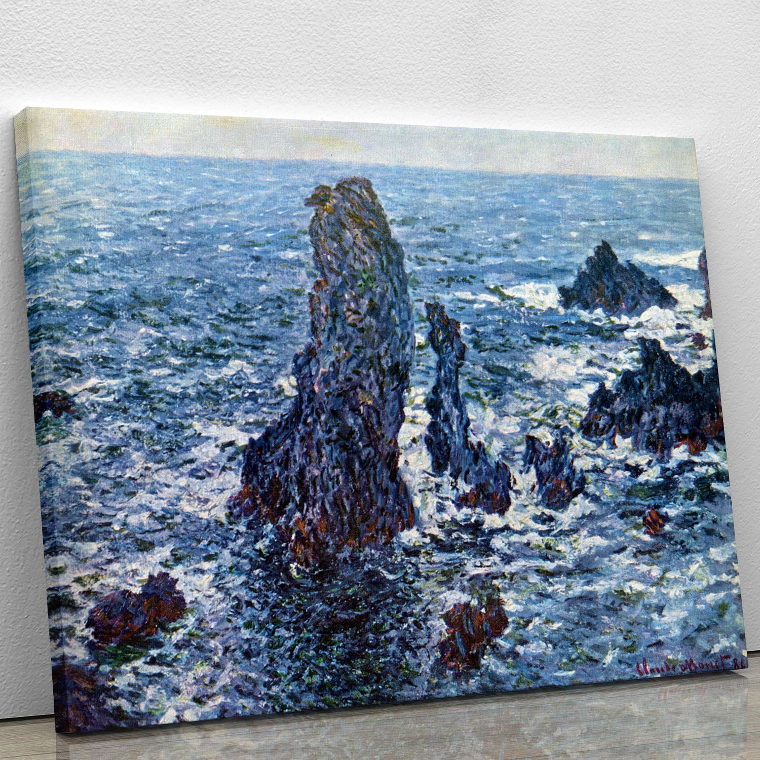 Rocks on Belle Ile The needles of Port Coton by Monet Canvas Print or Poster - Canvas Art Rocks - 1