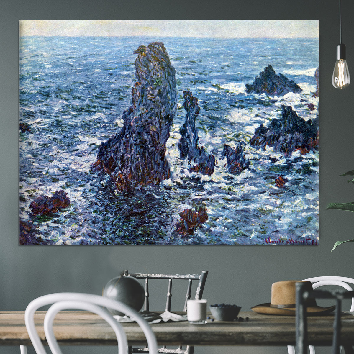 Rocks on Belle Ile The needles of Port Coton by Monet Canvas Print or Poster - Canvas Art Rocks - 3