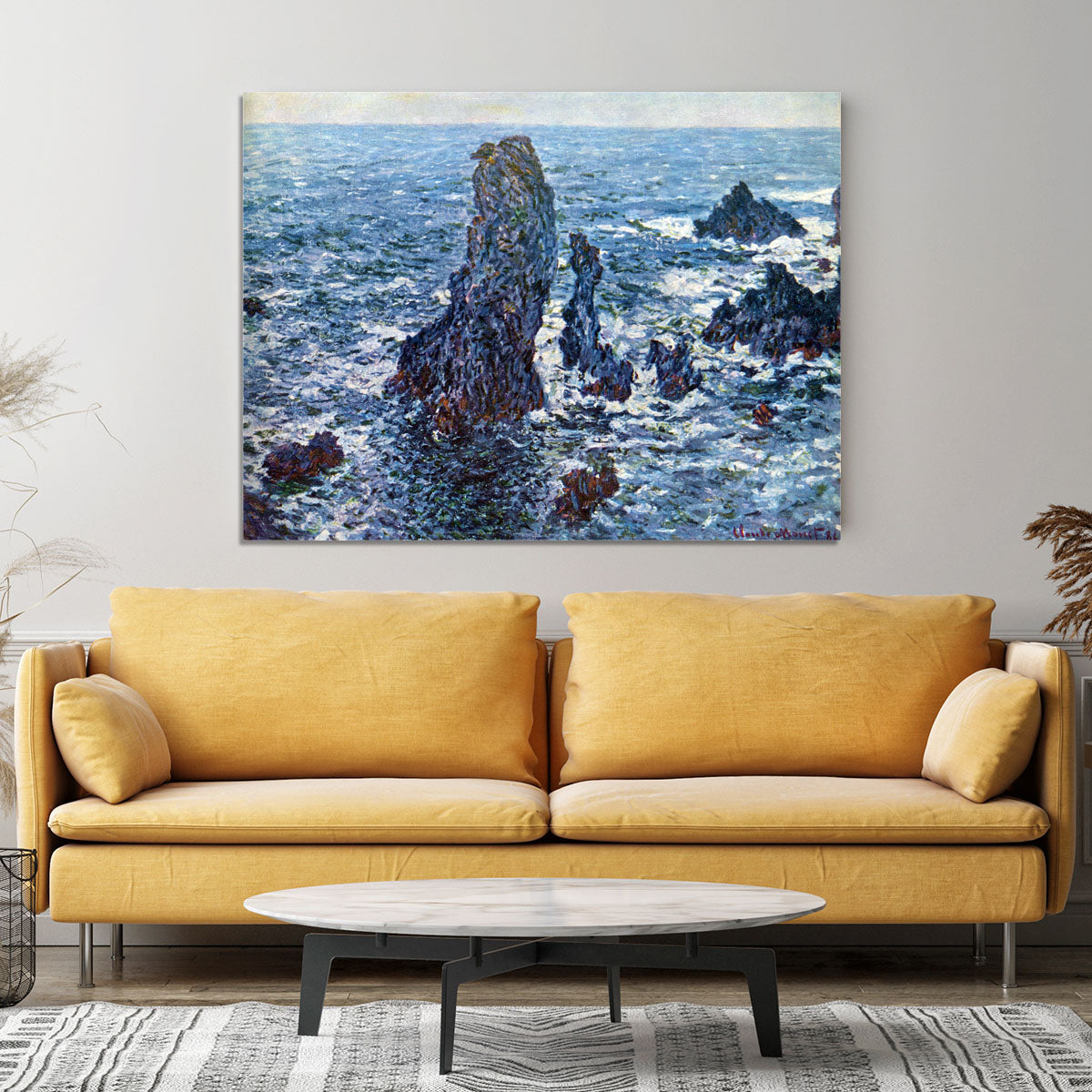 Rocks on Belle Ile The needles of Port Coton by Monet Canvas Print or Poster - Canvas Art Rocks - 4
