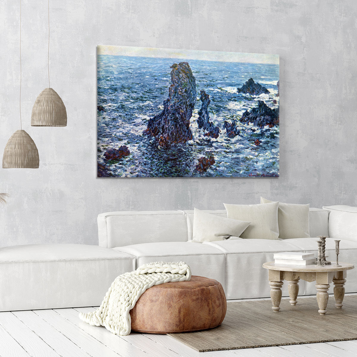 Rocks on Belle Ile The needles of Port Coton by Monet Canvas Print or Poster - Canvas Art Rocks - 6