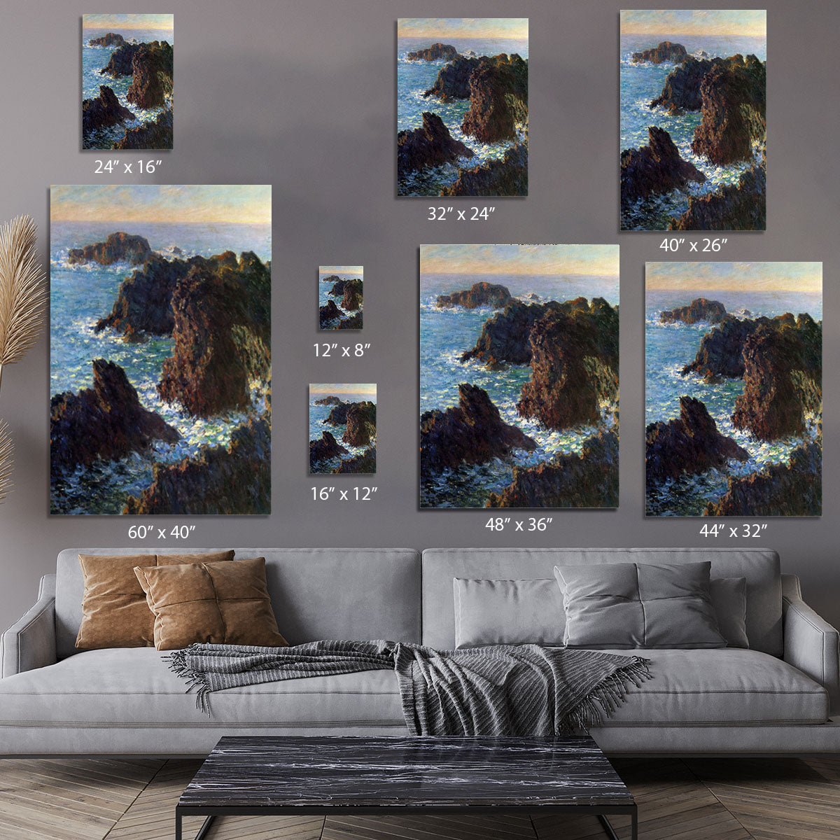 Rocky peaks at the Belle Ile by Monet Canvas Print or Poster - Canvas Art Rocks - 7