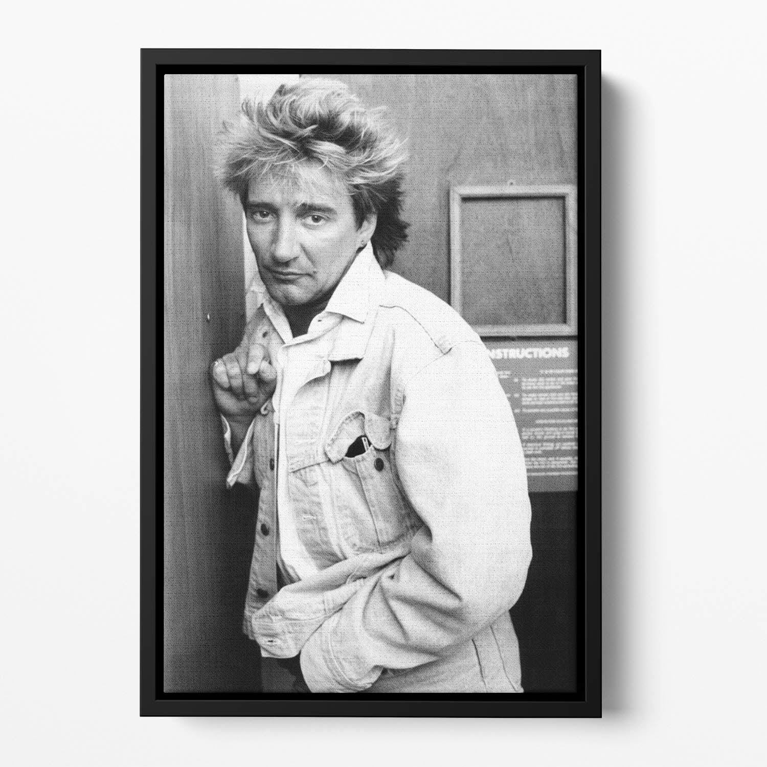 Rod Stewart in 1986 Floating Framed Canvas