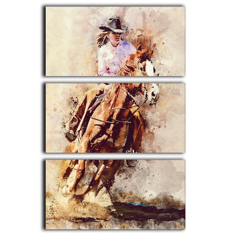 Rodeo Painting 3 Split Panel Canvas Print - Canvas Art Rocks - 1