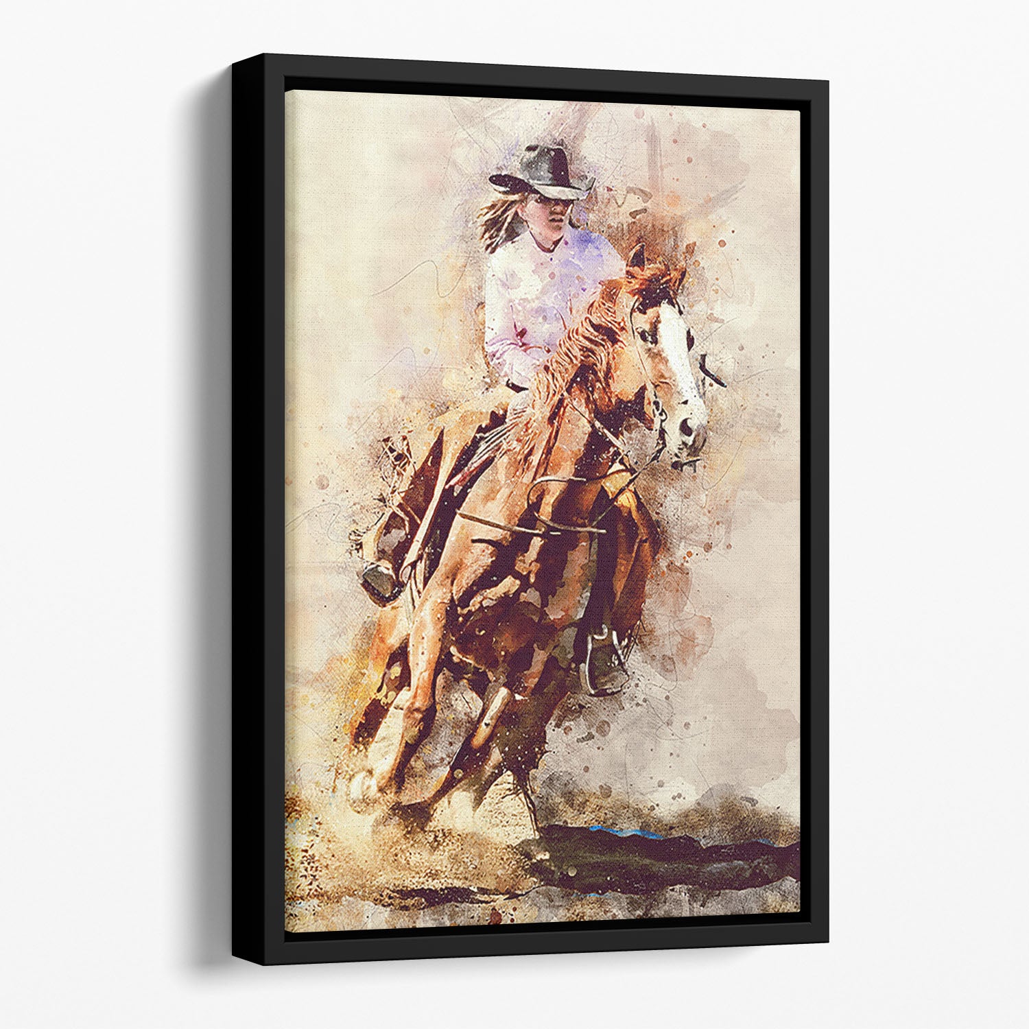 Rodeo Painting Floating Framed Canvas