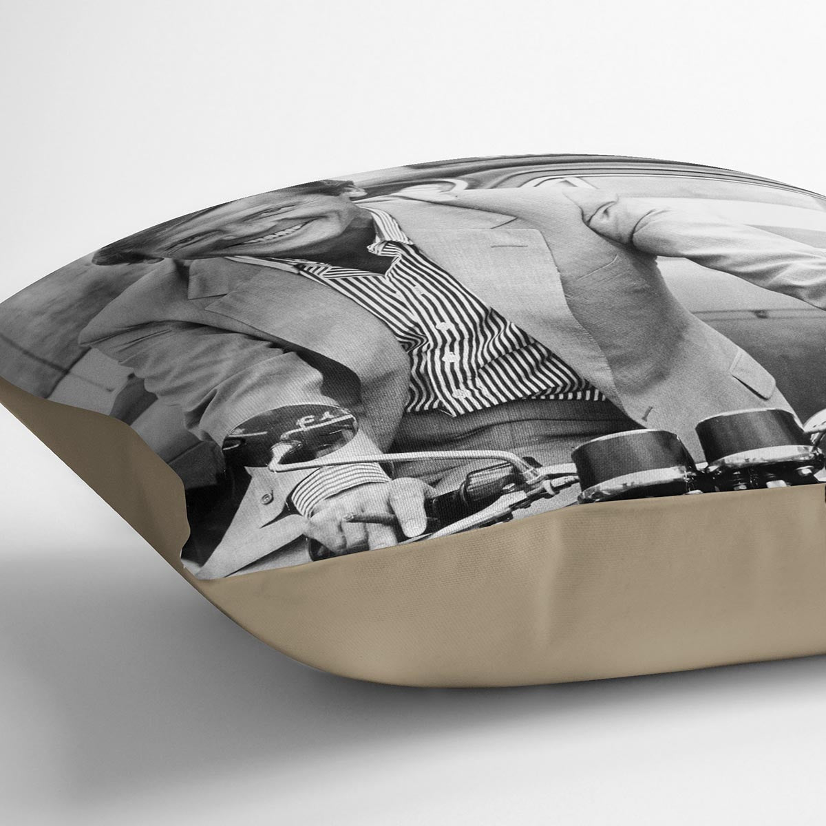 Roger Moore on a motorbike Cushion - Canvas Art Rocks - 2