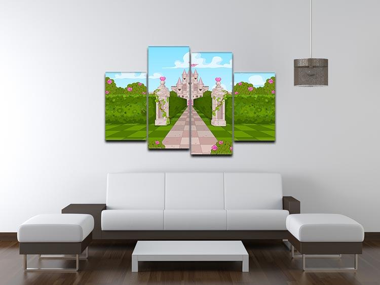 Romantic Castle Landscape 4 Split Panel Canvas - Canvas Art Rocks - 3