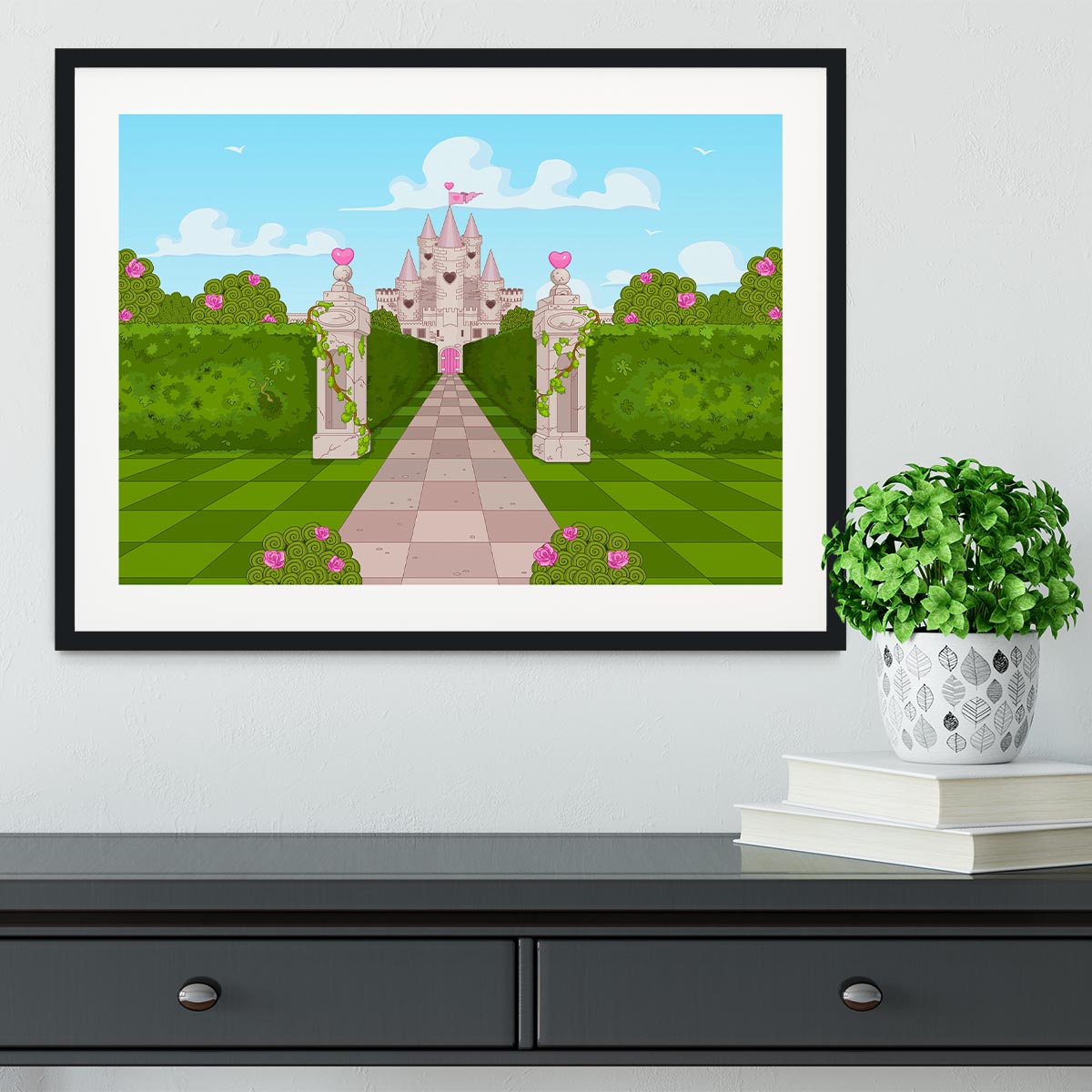 Romantic Castle Landscape Framed Print - Canvas Art Rocks - 1