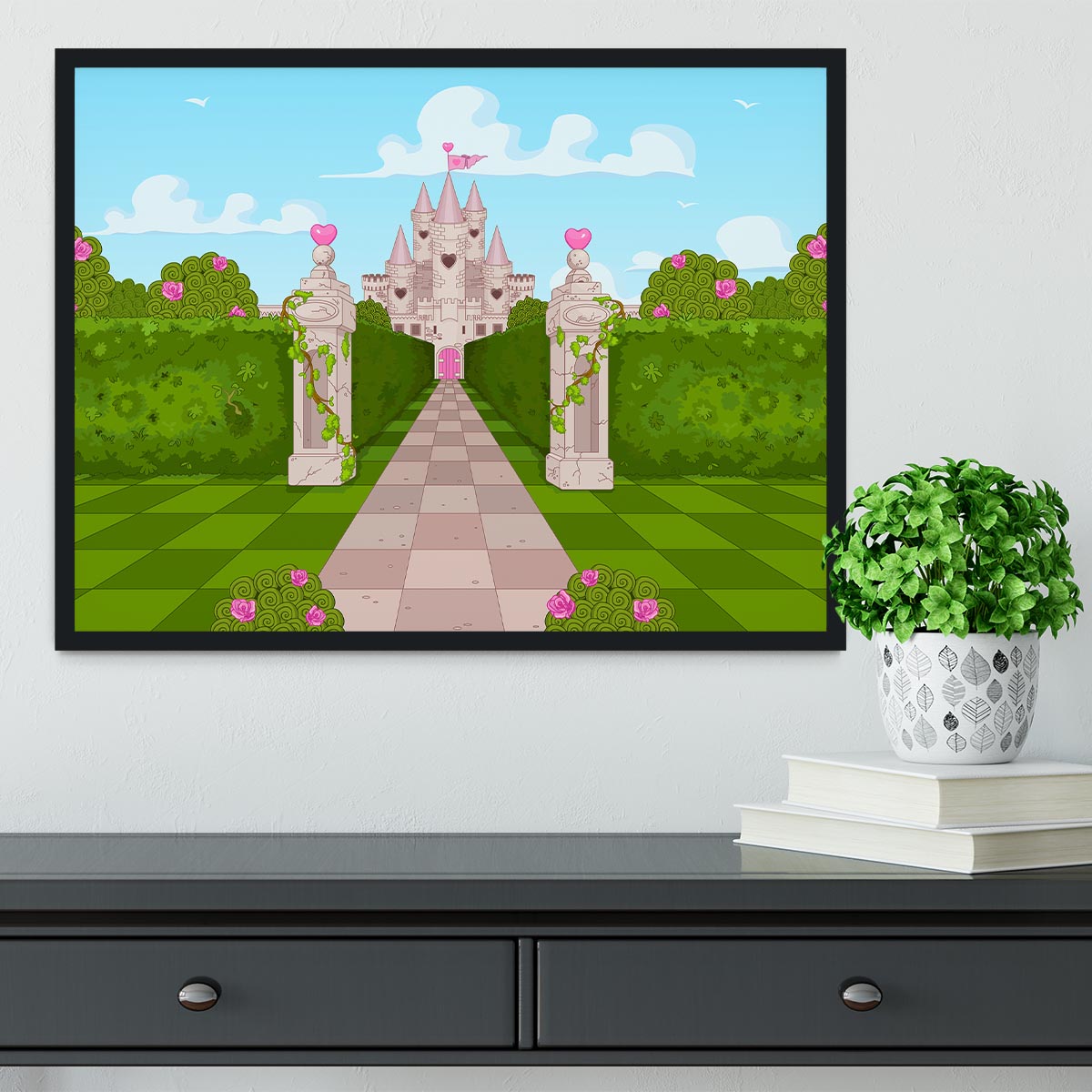Romantic Castle Landscape Framed Print - Canvas Art Rocks - 2