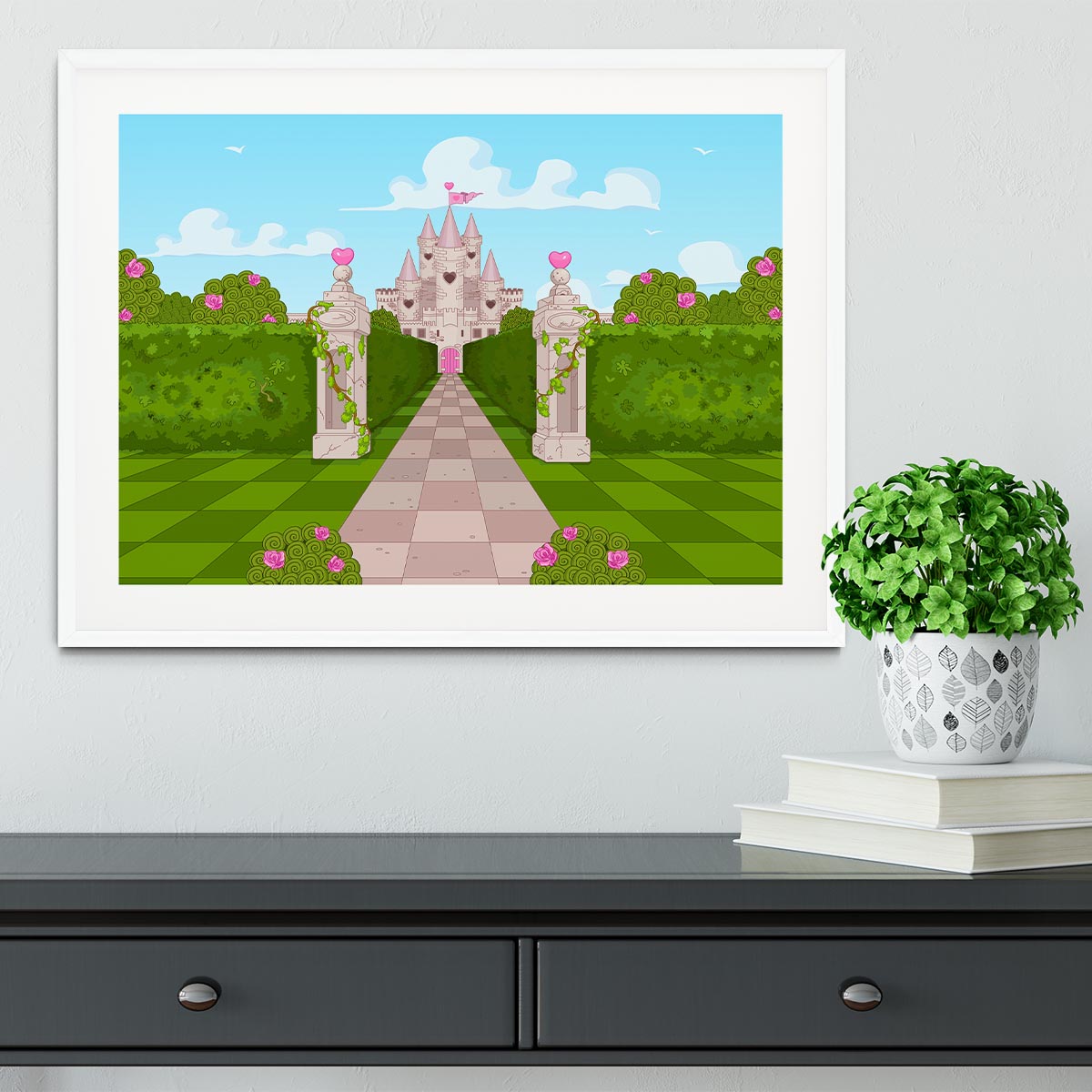 Romantic Castle Landscape Framed Print - Canvas Art Rocks - 5