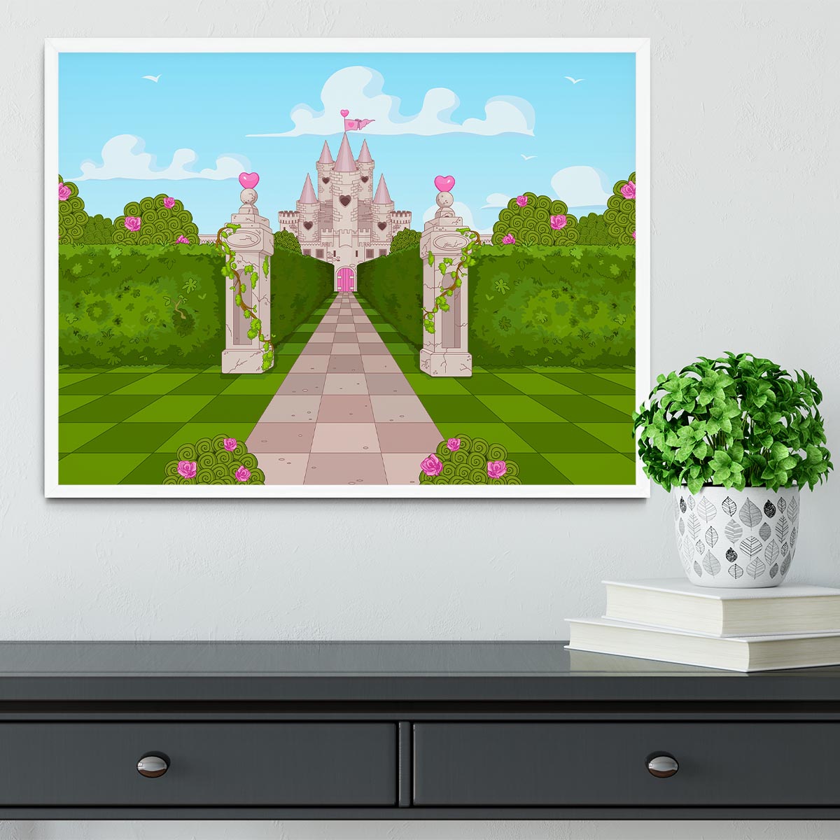 Romantic Castle Landscape Framed Print - Canvas Art Rocks -6