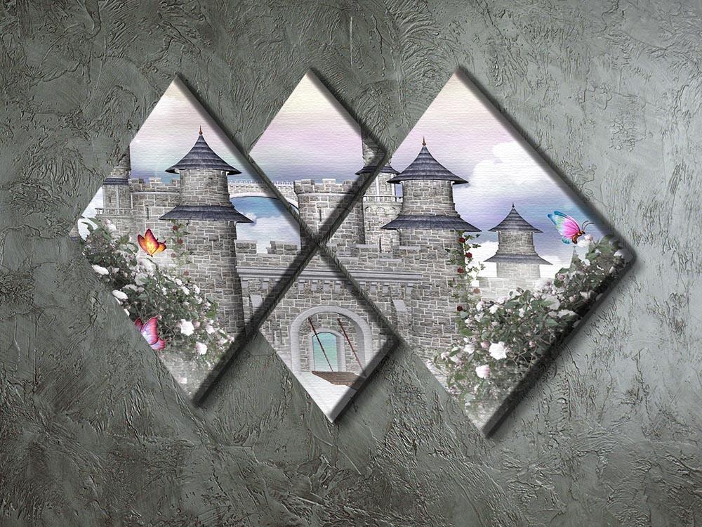 Romantic castle 4 Square Multi Panel Canvas - Canvas Art Rocks - 2