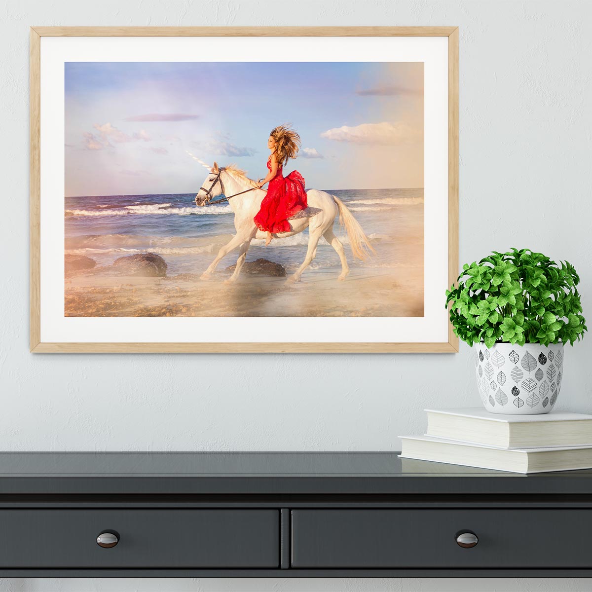 Romantic woman bareback riding Framed Print - Canvas Art Rocks - 3