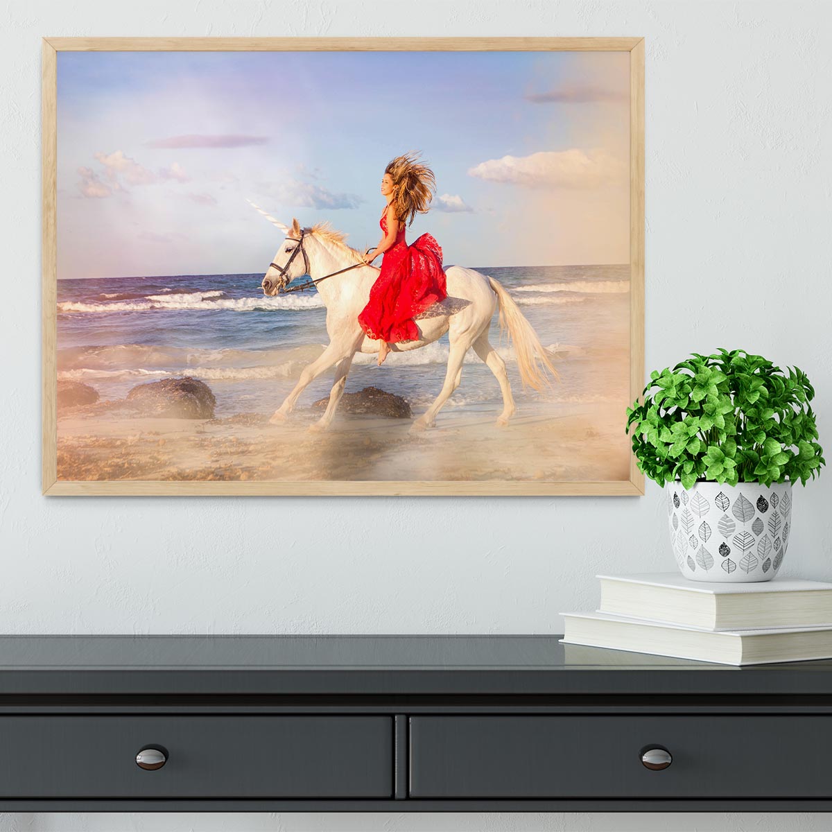 Romantic woman bareback riding Framed Print - Canvas Art Rocks - 4