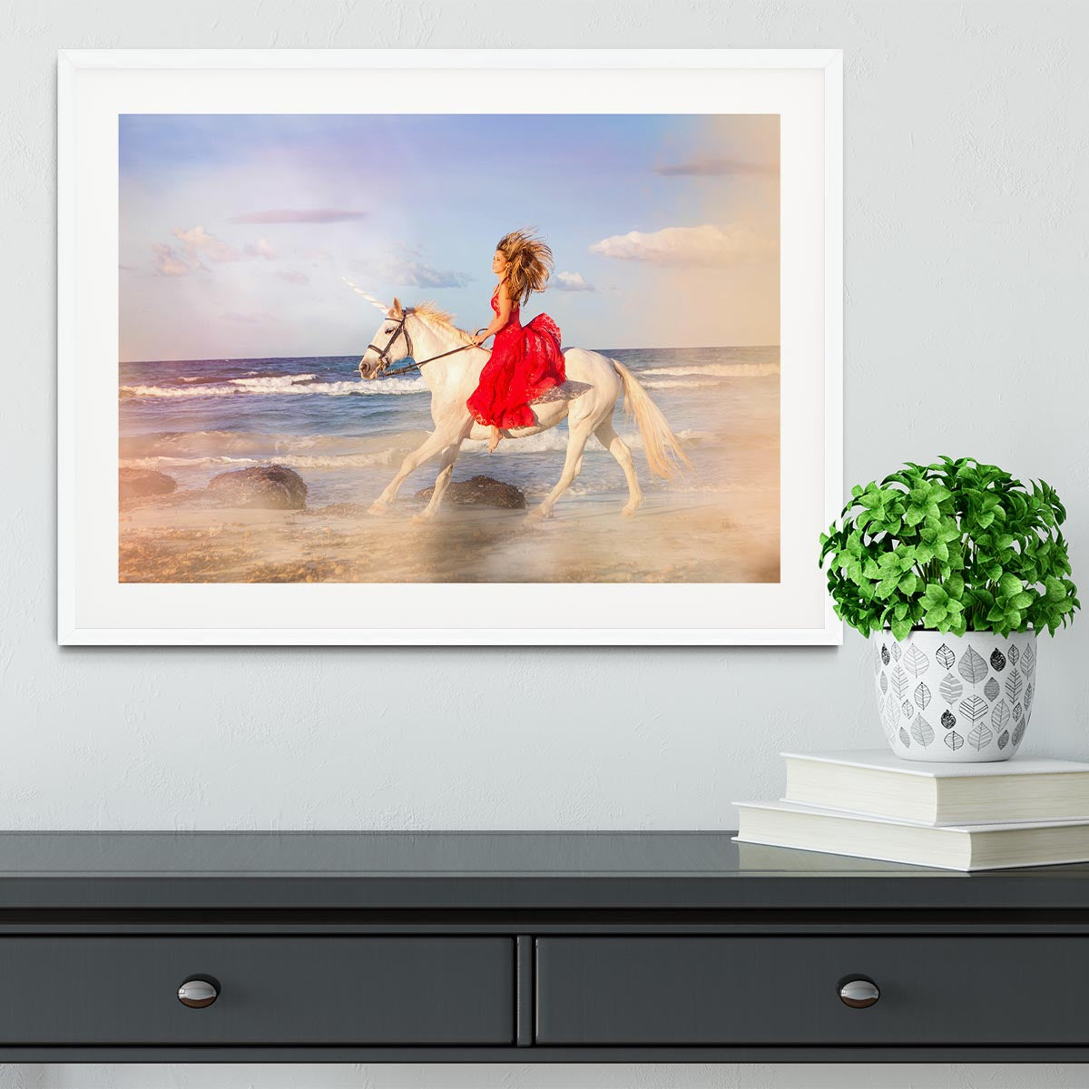 Romantic woman bareback riding Framed Print - Canvas Art Rocks - 5