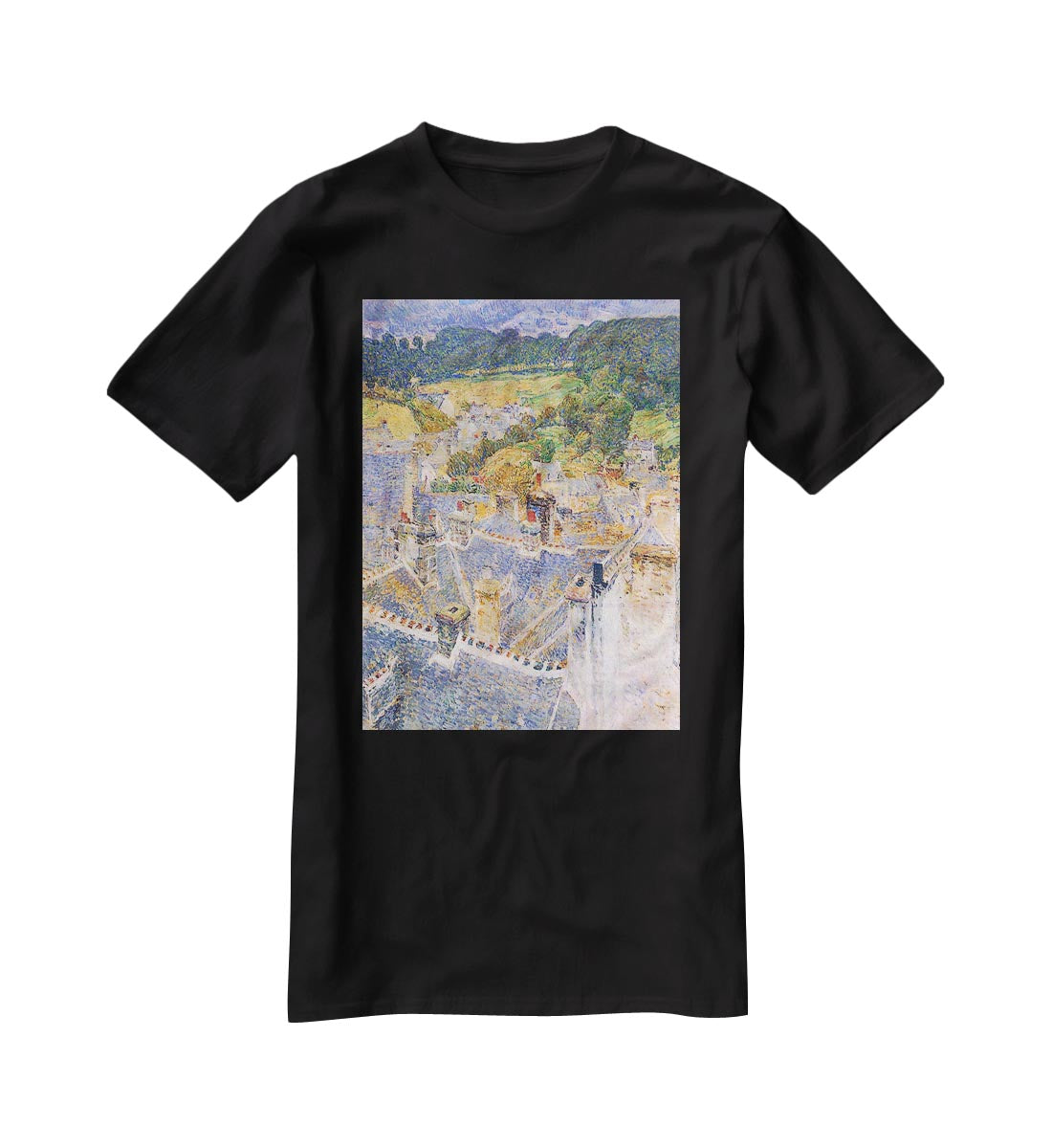 Roofs Pont-Aven by Hassam T-Shirt - Canvas Art Rocks - 1
