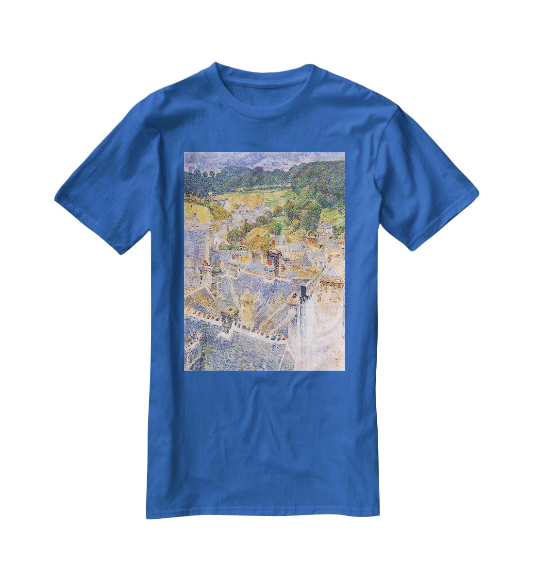 Roofs Pont-Aven by Hassam T-Shirt - Canvas Art Rocks - 2