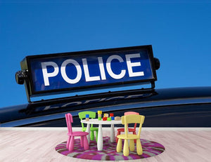 Rooftop sign on a vintage british police car Wall Mural Wallpaper - Canvas Art Rocks - 3