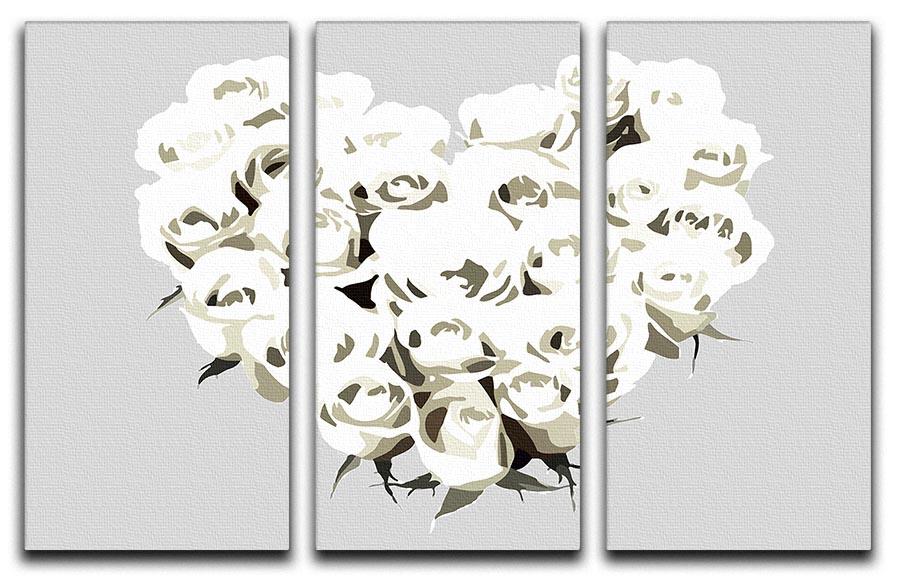 Rose-Cream-Brighter 3 Split Panel Canvas Print - Canvas Art Rocks - 1