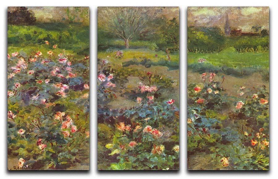 Rose Garden by Renoir 3 Split Panel Canvas Print - Canvas Art Rocks - 1